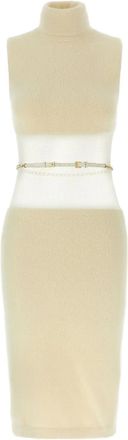 Elisabetta Franchi turtleneck midi dress - White