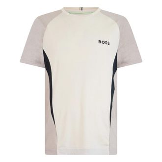 HUGO BOSS Tops, Heren, Beige, XL, Polyester, T-shirt van Jersey Mesh met Korte Mouwen