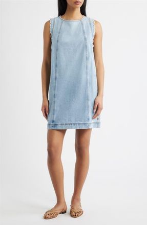 FRNCH Vito Scallop Sleeveless Shift Dress in Bleu Jean at Nordstrom, Size X-Large