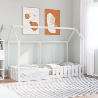 vidaXL Vidaxl - Cama Con Forma De Casa De Ni&ntilde;os Madera Maciza Blanca 80x200 Cm