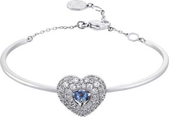 Swarovski Hyperbola Soft Bangle Heart Rhodium Shiny Blue