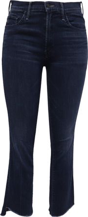 Mother Frayed Cropped Jeans in Blue Cotton