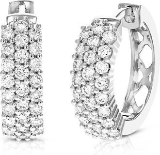 Vir Jewels 1 cttw Lab Grown Diamond Hoops Earrings in Sterling Silver With Hidden Post For Women