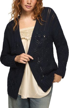 Lucky Brand Mixed Stitch Cardigan in Cadet Navy at Nordstrom, Size X-Small