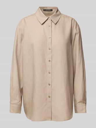 Comma Regular Fit Bluse aus Lyocell-Mix mit Leinen-Anteil in Taupe, Gr&ouml;&szlig;e 36
