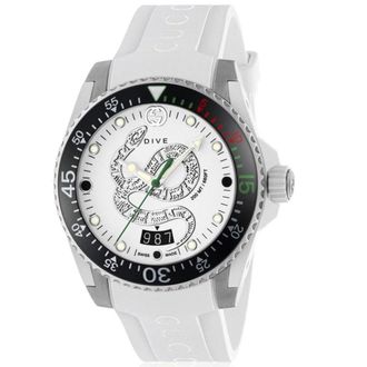 Gucci YA136330 Dive White Snake Motif Dial Mens Watch - One Size