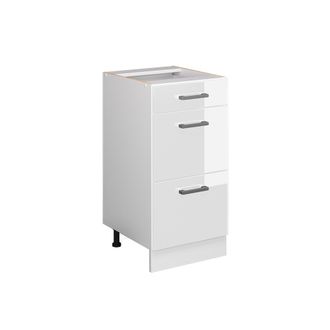 Vicco Mueble Bajo Universal R-line, Blanco Alto Brillo, 40 Cm Con Cajones