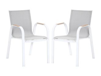 VENTE-UNIQUE.COM Silla de jard&iacute;n metal blanco