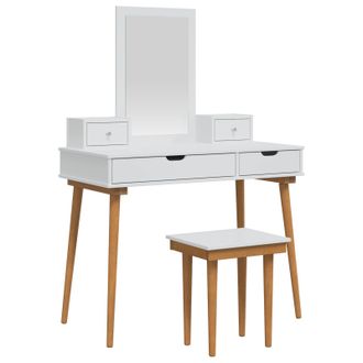 vidaXL Conjunto De Mesa De Tocador Fauske 5 Uds. Blanco Vidaxl