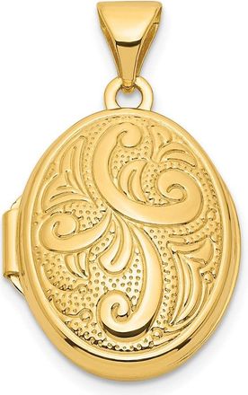 Diamond2Deal 14k Yellow Gold Swirl Design 17mm Oval Locket