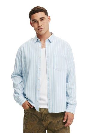 Cotton On Mens Luca Long Sleeve Shirt in Soft Blue Stripe at Nordstrom, Size Xx-Large
