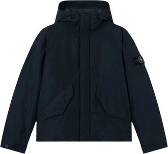 Stone Island Micro Twill Korte Parka - Heren - Parka Jassen - Blauw - L - Polyester - Jassen