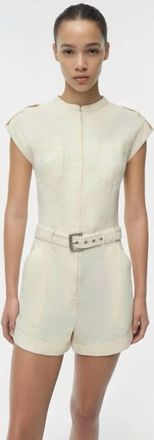 SIMKHAI Tinka Belted Romper In Ecru