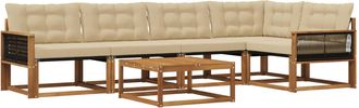vidaXL Conjunto De Sof&aacute;s De Exterior 6 Uds. Natural Y Beige Vidaxl
