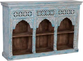 Wanderlust Deco Aparador De Madera Azul Acabado Artesanal 160x40x107cm