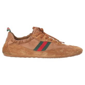 Gucci Gucci Shift sneakers van bruin su&egrave;de en mesh