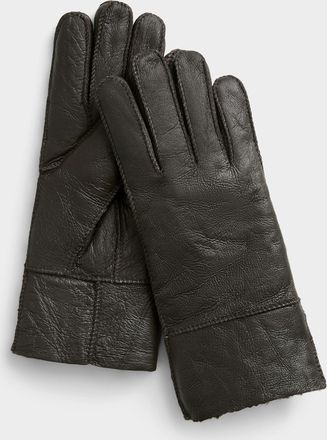 Simons Womens Topstitched sheepskin gloves