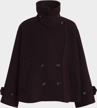 Chlo&eacute; Wool Double-Breasted Oversized Pea Coat