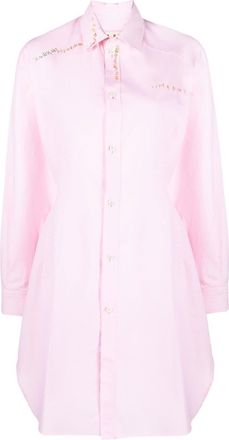 Marni embroidered shirt dress - women - Cotton - 36 - Pink