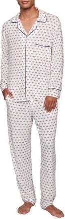 Eberjey William Print Stretch Tencel Modal Long Pajamas in Hannukah Glow Nouvea at Nordstrom Rack, Size Large