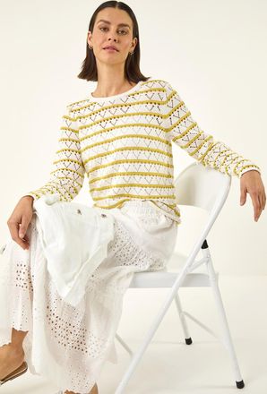 Roman Stripe Pointelle Knit Jumper