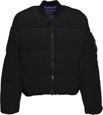 Alpha Industries Cropped Bomber-Style Ma-1 Puffer Jacket With Utility Pocket