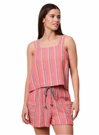 Sundry Crossback Swing Striped Tank Top In Bright Coral