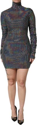 Dolce & Gabbana Black Embellished Nylon Bodycon Mini Womens Dress (Pre-Owned)