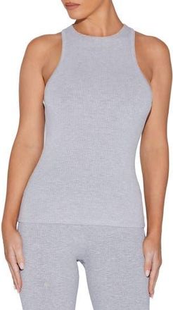 Naked Wardrobe Racerback Rib Tank in Heather Grey at Nordstrom Rack, Size Medium