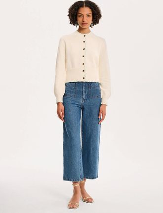 Omnes Womens Flynn Cardigan in Cream - Tan - Size: 18/20