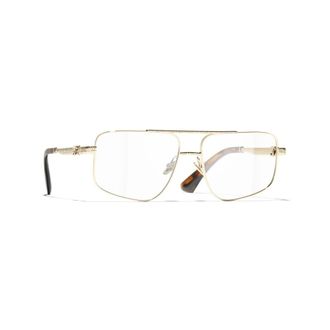 Chanel Pilot Bril - Dames - Accessoires - Geel - Maat: 57 MM Tweed
