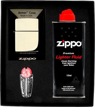 OEM Encendedor Zippo Con Armadura Cromada De Alto Brillo, Juego De Regalo N.&deg; 1