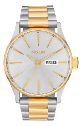 Nixon Sentry Bracelet Watch, 42mm in Silver/gold at Nordstrom
