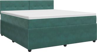 vidaXL Cama Box Spring Con Colch&oacute;n Verde Oscuro 140 X 190 Cm Vidaxl