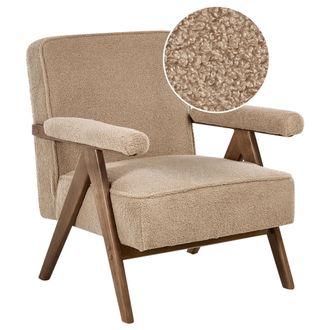 Beliani Beliani - Sill&oacute;n De Estilo Retro Fabricado En Tejido De Boucl&eacute; Beige Arena Evje