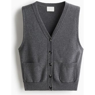 H&M Fine-knit Waistcoat in Dark Gray Melange at Nordstrom, Size Xx-Small