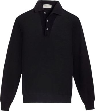 FILIPPO DE LAURENTIIS Merino wol lange mouw polo - Heren - Polos - Zwart - M - Wol - Tops