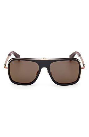 Christian Louboutin 58mm Navigator Sunglasses in Black /Gold Red Enamel at Nordstrom