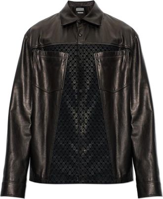 Alexander McQueen Jassen, Heren, Zwart, M, Leer, Leren Overshirt