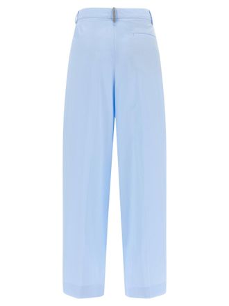 Fabiana Filippi Cotton Poplin Wide-Leg Trousers - Light Blue