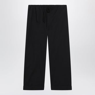 The Row Low-rise relaxed-fit cotton poplin trousers in black