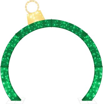 Best Choice Products Outdoor Christmas Lighted Archway Decoration, Large 9.5ft w/Gold Ornament Cap, 330 LED Lights, Holiday Yard Décor