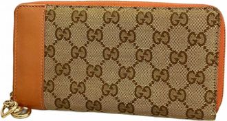 Gucci Brown Canvas Long Wallet (Bi-Fold) (Pre-Owned)