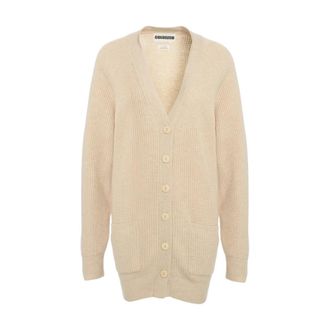 Crush Cardigans, female, Beige, Size: L Beige Ribbed Knit Cardigan Aw25