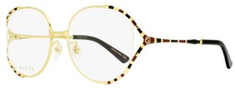 Gucci GG0596OA Oval Frame with Enamel Details Eyeglasses - Gold