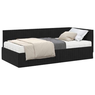 vidaXL Estructura De Cama Esquina Con Colch&oacute;n 2 Pcs Negro Terciopelo Vidaxl