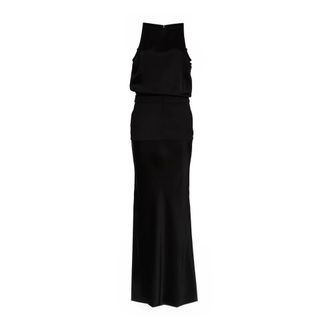 Dondup Gowns, female, Black, Size: S Abito girocollo smanicato