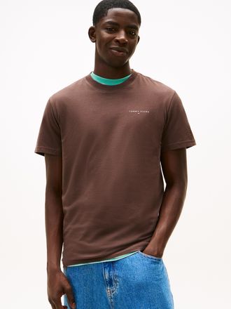 Tommy Jeans T-Shirt TOMMY JEANS TJM SLIM LINEAR CHEST TEE EXT, Herren, Gr. 4XL, schwarz walnut, Single Jersey, Obermaterial: 100% Baumwolle, regular fit normal, R