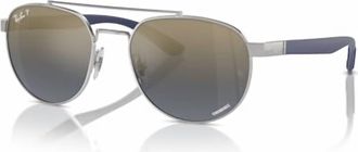 Ray-Ban Unisex - 0Rb3736Ch Sunglasses In Silver / Blue Mirr Gold Grad Polar