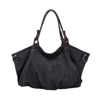 Generic Womens Bag Fashion Casual Canvas Large Capacity Handbag Shoulder Messenger Many Colors(Black)